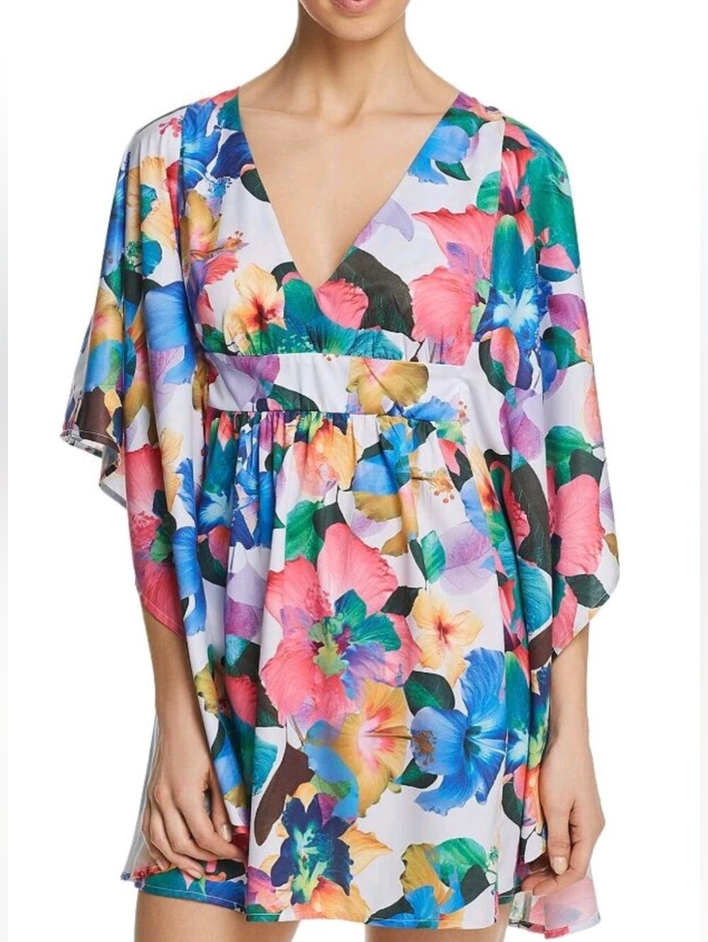 Nanette Lepore Technicolor Tropical Caftan Swim Cover-Up Size Small Resort Beach